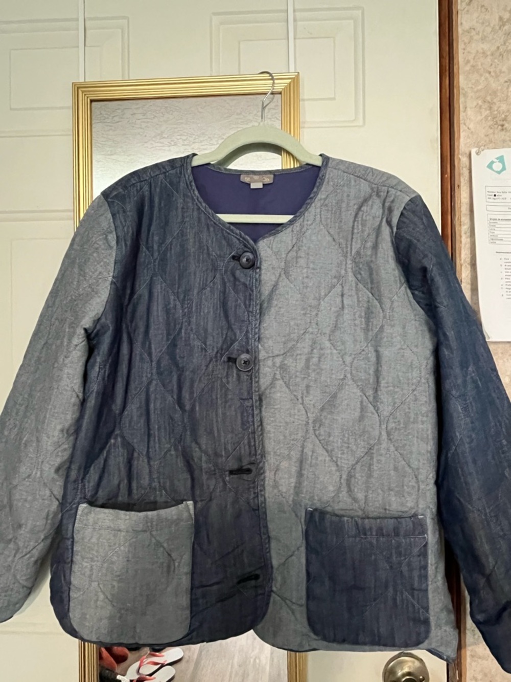Style & Co. Two-Tone Blue Quilted Jean Jacket
